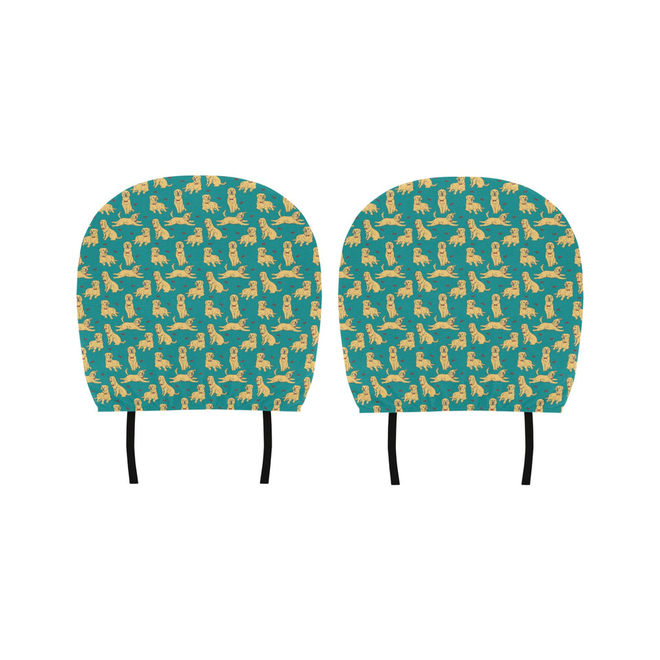 Golden Retriever Pattern Print Design 05 Car Headrest Cover