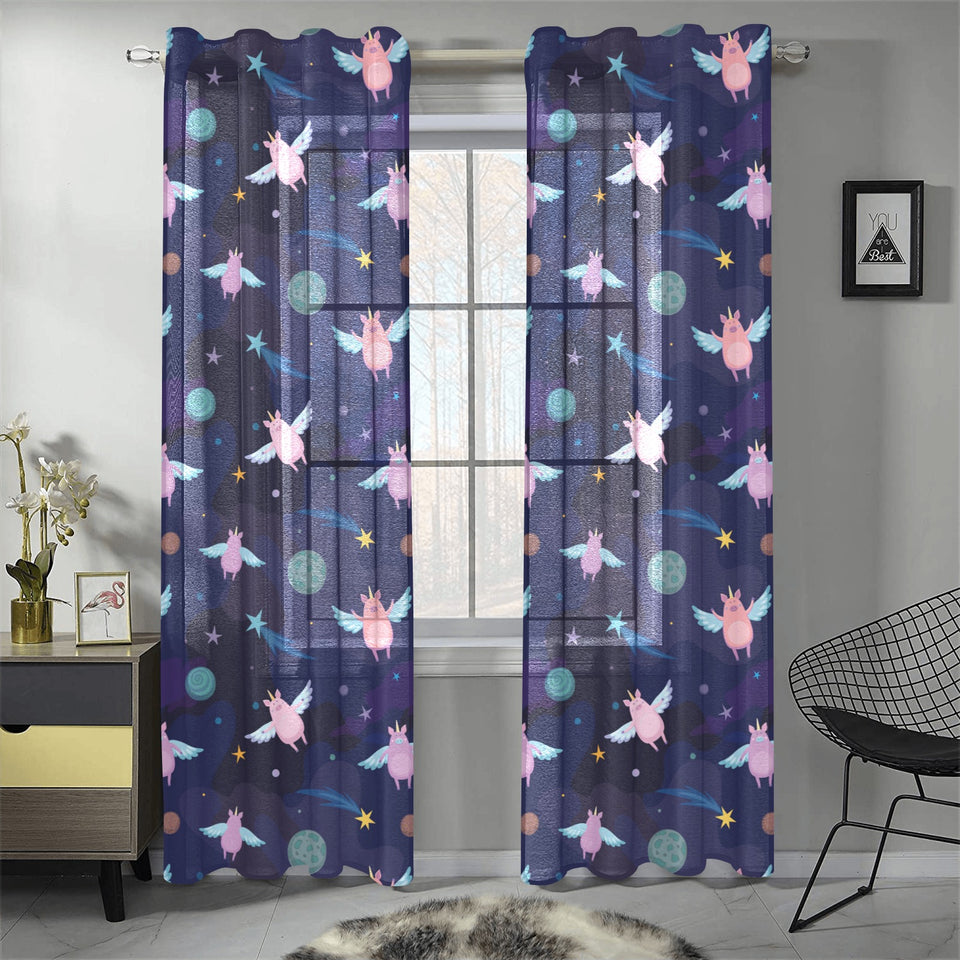 Pig Pattern Print Design 05 Gauze Curtain