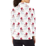 Cute Snowman Pattern Women's Long Sleeve Polo Shirt