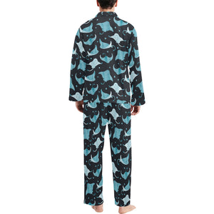 Stingray Pattern Print Design 04 Men's Long Pajama Set