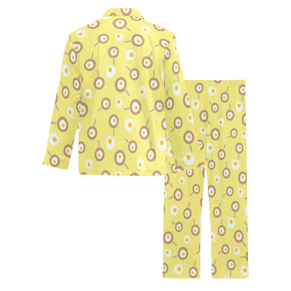 Fried Eggs Pattern Print Design 03 Men's Long Pajama Set