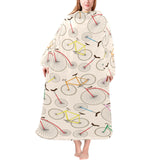 Bicycle Pattern Print Design 04 Blanket Robe with Sleeves