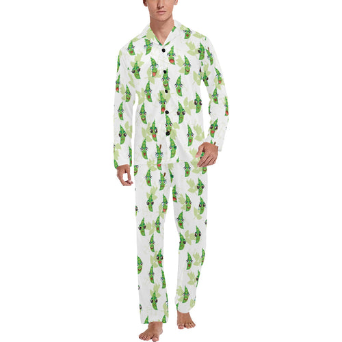 Green Peas Pattern Print Design 04 Men's Long Pajama Set