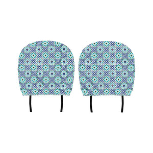 Blue Theme Arabic Morocco Pattern Car Headrest Cover