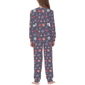 Dog Paws Pattern Print Design 04 Kids' Boys' Girls' All Over Print Pajama Set