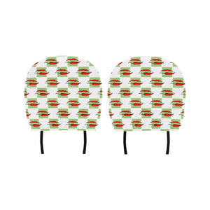 Red Chili Pattern Green White background Car Headrest Cover