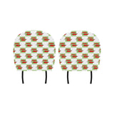 Red Chili Pattern Green White background Car Headrest Cover