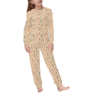 Egypt Hieroglyphics Pattern Print Design 03 Kids' Boys' Girls' All Over Print Pajama Set