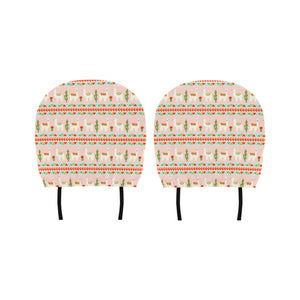 Llama Cactus Pattern background Car Headrest Cover