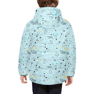 Greyhound Pattern Print Design 03 Kids' Boys' Girls' Padded Hooded Jacket