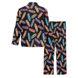 Skate Board Pattern Print Design 04 Men's Long Pajama Set