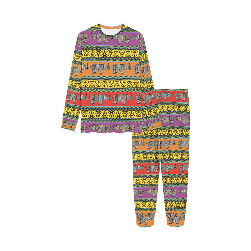 Rhino African Afro Dashiki Adinkra Kente Pattern E Kids' Boys' Girls' All Over Print Pajama Set