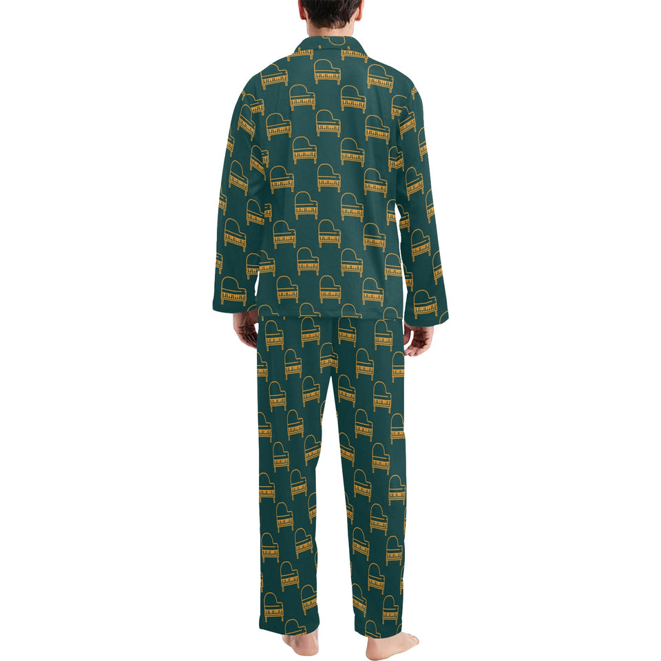 Piano Pattern Print Design 03 Men's Long Pajama Set