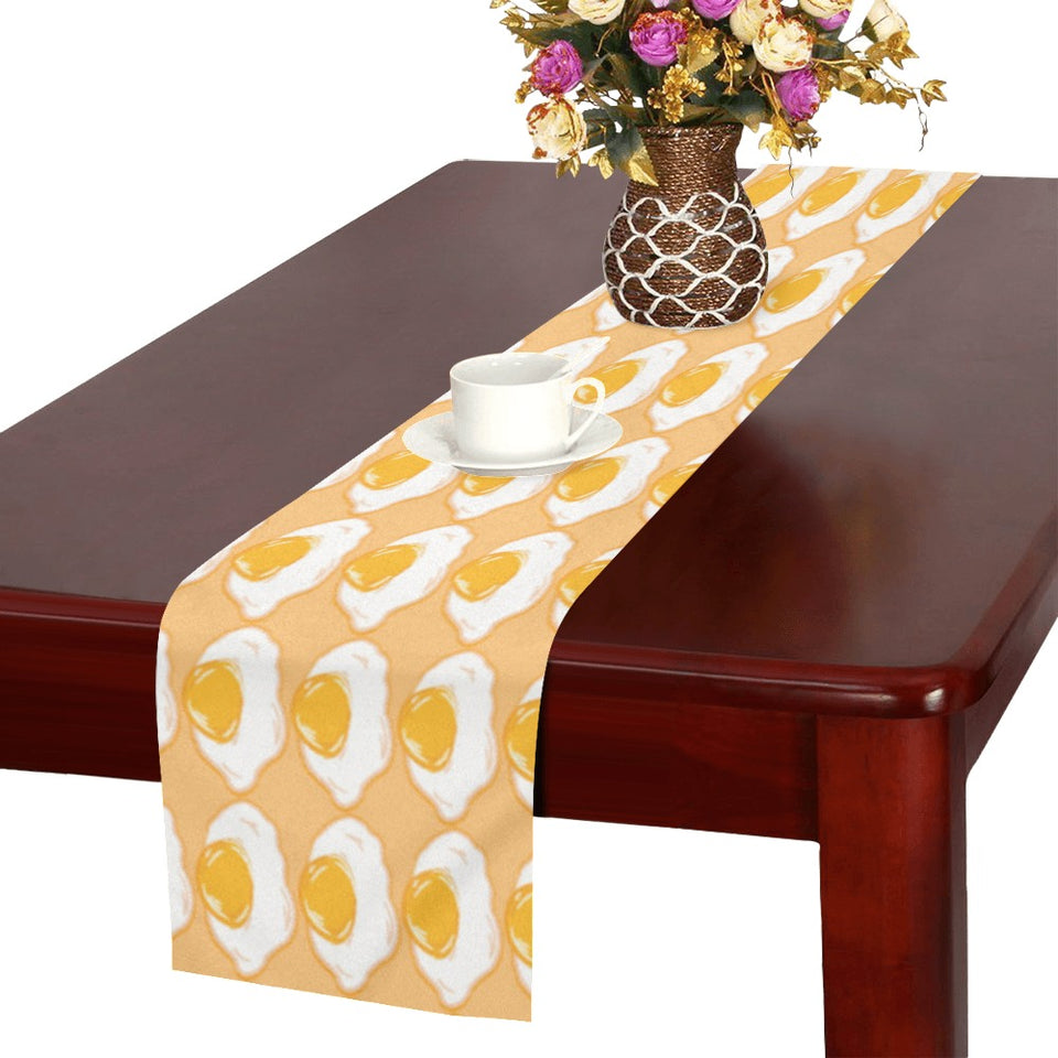 Fried Eggs Pattern Print Design 04 Table Runner