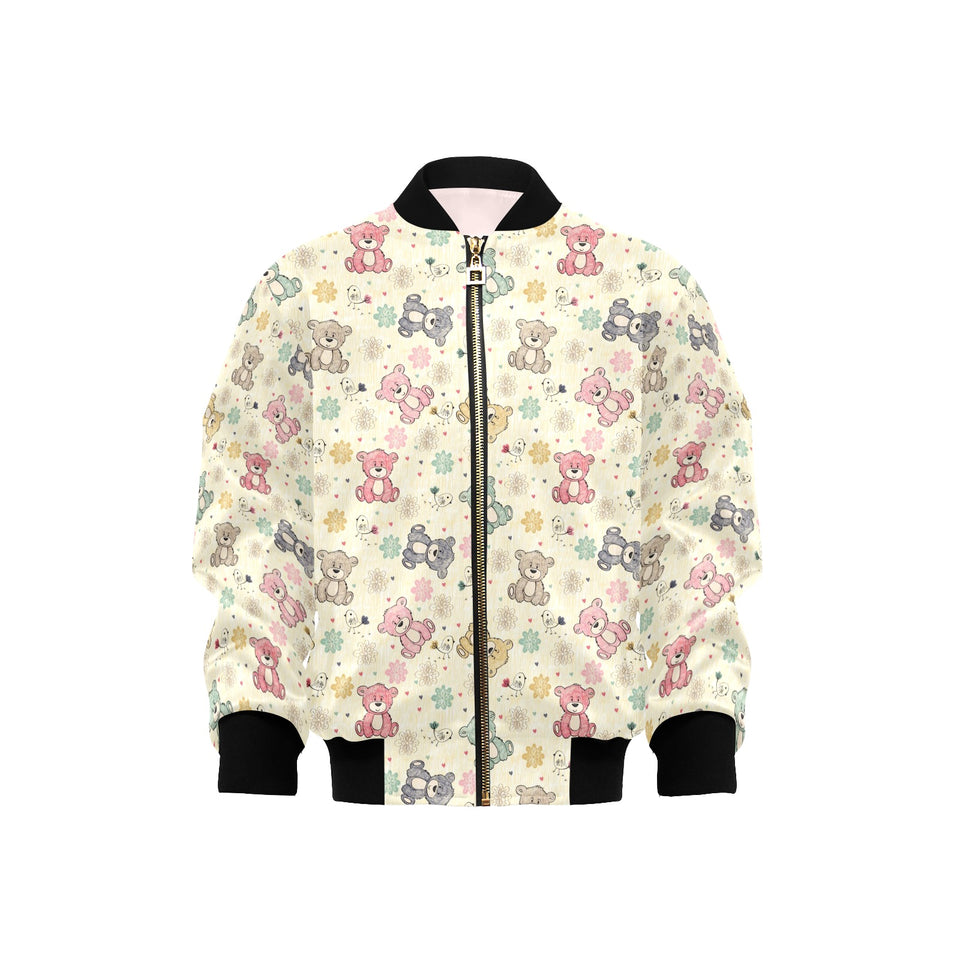 Teddy Bear Pattern Print Design 05 Kids' Boys' Girls' Bomber Jacket