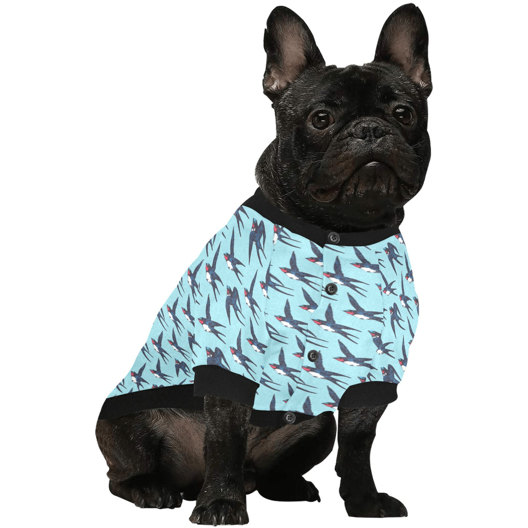 Swallow Pattern Print Design 01 All Over Print Pet Dog Round Neck Fuzzy Shirt