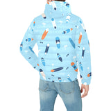 Surfboard Pattern Print Design 05 Men's Padded Hooded Jacket(ModelH42)