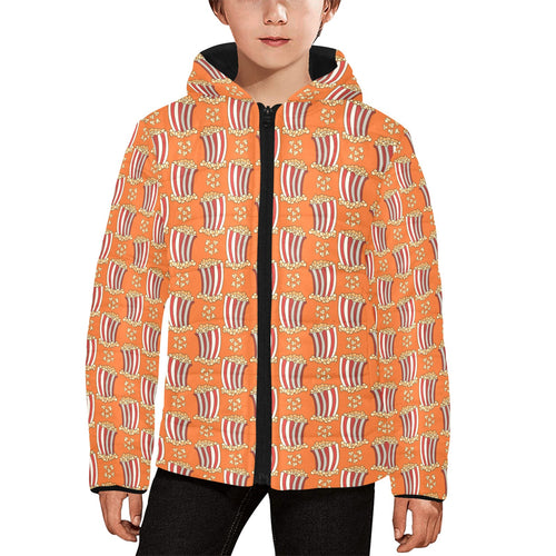 Popcorn Pattern Print Design 05 Kids' Boys' Girls' Padded Hooded Jacket