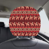 Elephant Red Pattern Ethnic Motifs Car Headrest Cover