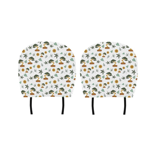 Bonsai Leaves Flower Pattern Car Headrest Cover