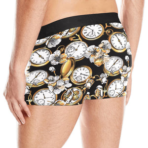 Clock Flower Pattern Men's All Over Print Boxer Briefs Men's Underwear