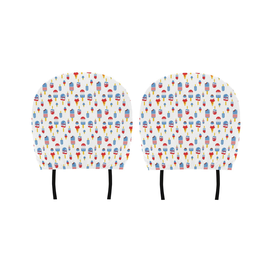 Ice Cream USA Theme Pattern Car Headrest Cover