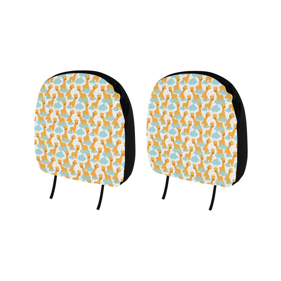 Giraffe Pattern Print Design 05 Car Headrest Cover