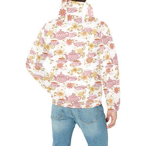 Tea pots Pattern Print Design 01 Men's Padded Hooded Jacket(ModelH42)