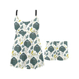 Stingray Pattern Print Design 03 Chest Sexy Pleated Two Piece Swim Dress