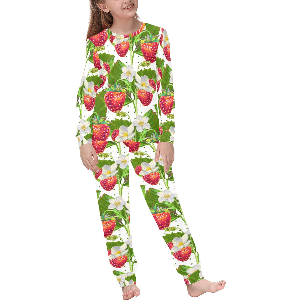 Strawberry Pattern Kids' Boys' Girls' All Over Print Pajama Set