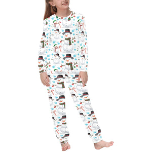 Snowman Pattern Background Kids' Boys' Girls' All Over Print Pajama Set