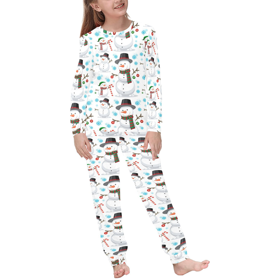 Snowman Pattern Background Kids' Boys' Girls' All Over Print Pajama Set