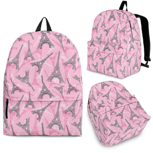 Eiffel Tower Pink Background Pattern Print Design 04 Backpack