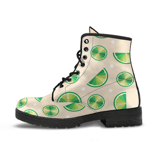 Lime Pattern Leather Boots