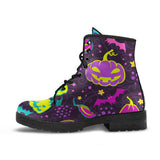 Halloween Pumpkin Bat Pattern Leather Boots