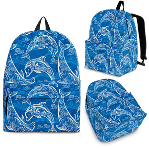 Dolphin Tribal Blue Pattern  Backpack