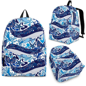 Whale Starfish Pattern Backpack