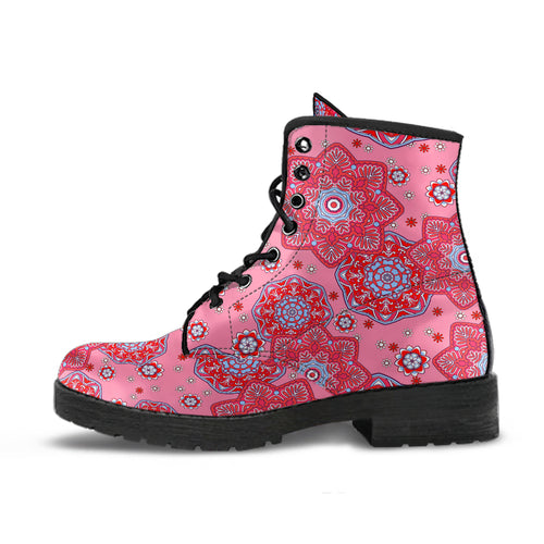 Indian Pink Pattern Leather Boots