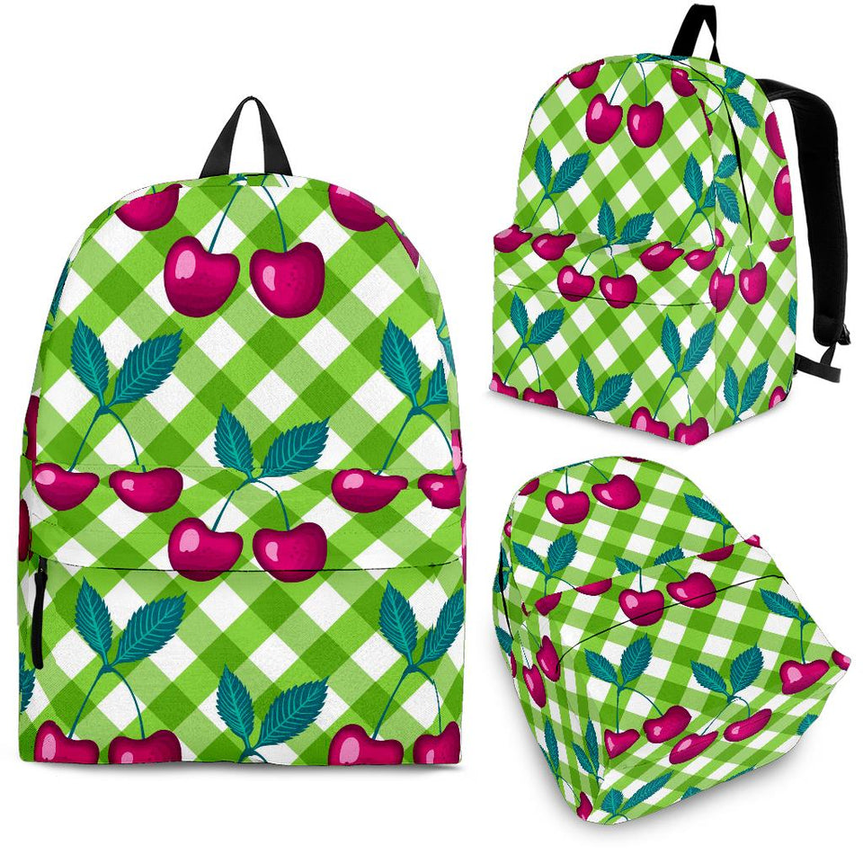 Cherry Pattern Green Background Backpack