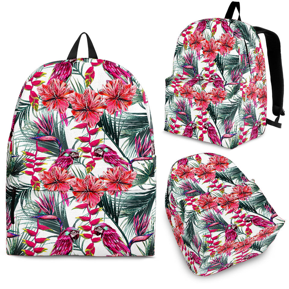 Pink Parrot Heliconia Pattern Backpack