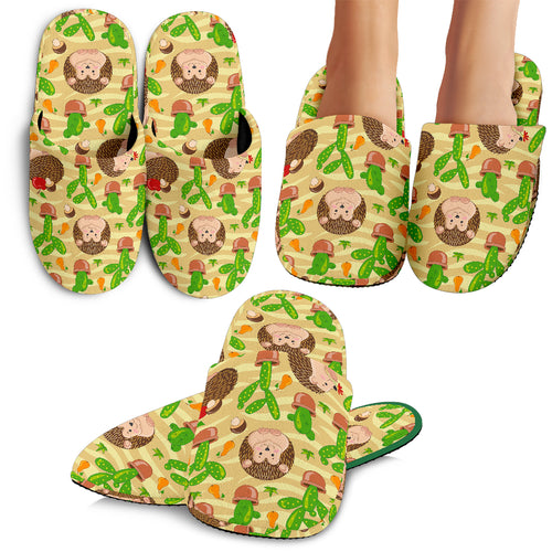 Hedgehog Pattern Print Design 02 Slippers