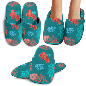 Coral Reef Pattern Print Design 04 Slippers