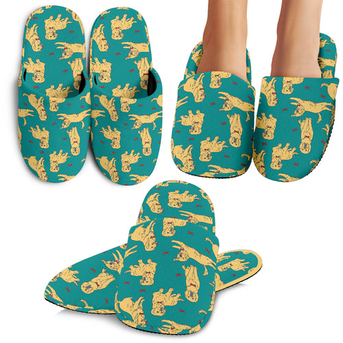 Golden Retriever Pattern Print Design 05 Slippers