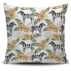 Zebra Hibiscus Pattern Pillow Cover