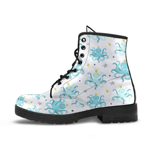 Octopus Blue Pattern Leather Boots