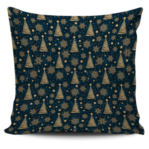 Gold Snowflake Chirstmas Pattern Pillow Cover
