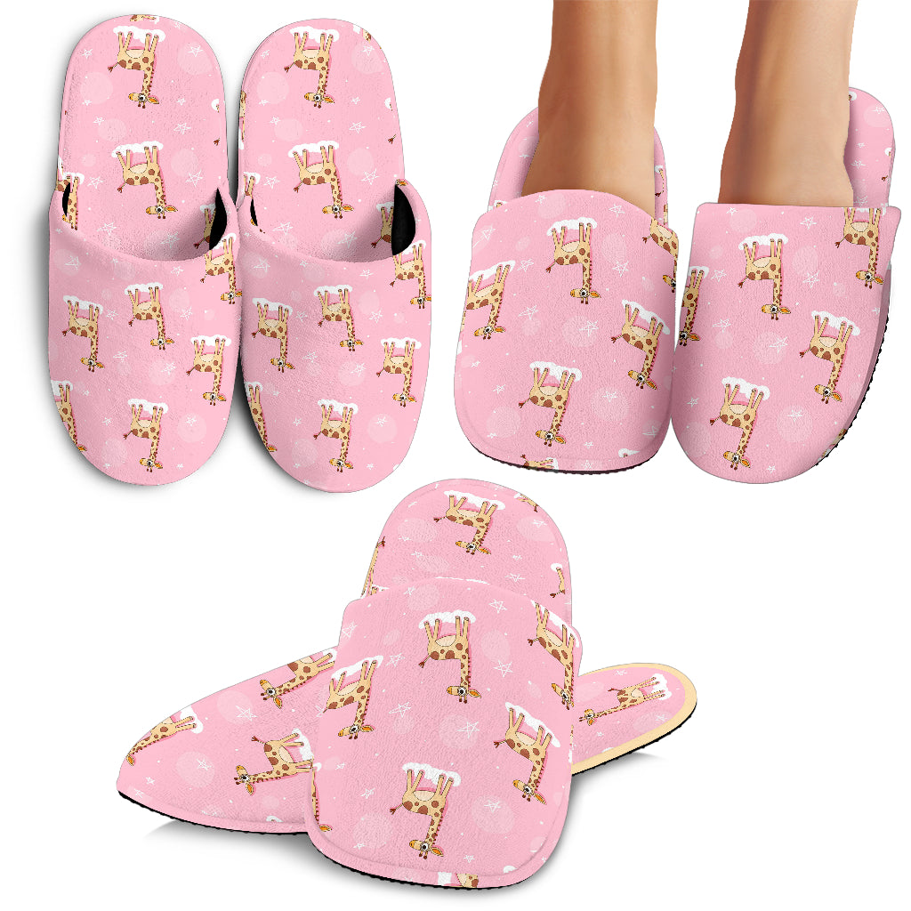 Giraffe Pattern Print Design 01 Slippers