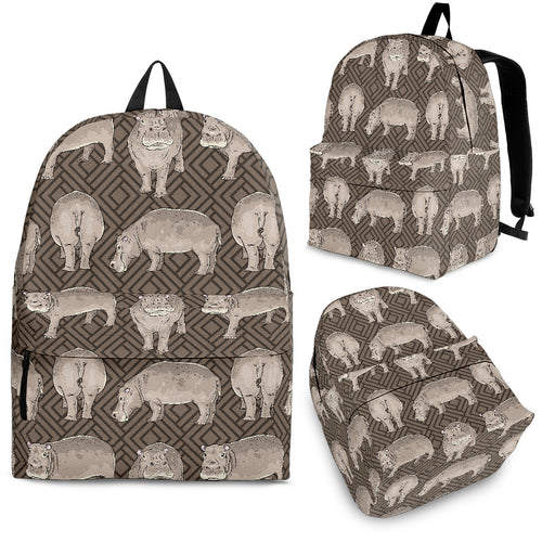 Hippopotamus Pattern Print Design 04 Backpack