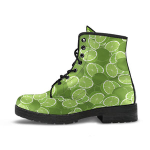 Lime Pattern Background Leather Boots