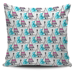 Sailboat Pattern Pillow Cover